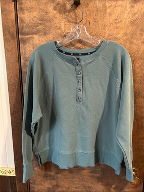 GAP Women's Teal Scoop Henley Pullover